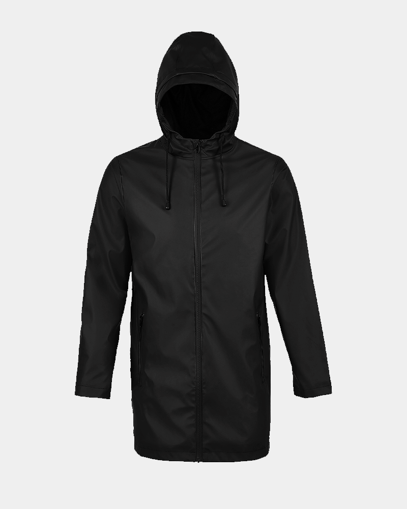 Parka imperméable unisexe recyclé personnalisable - Noir
